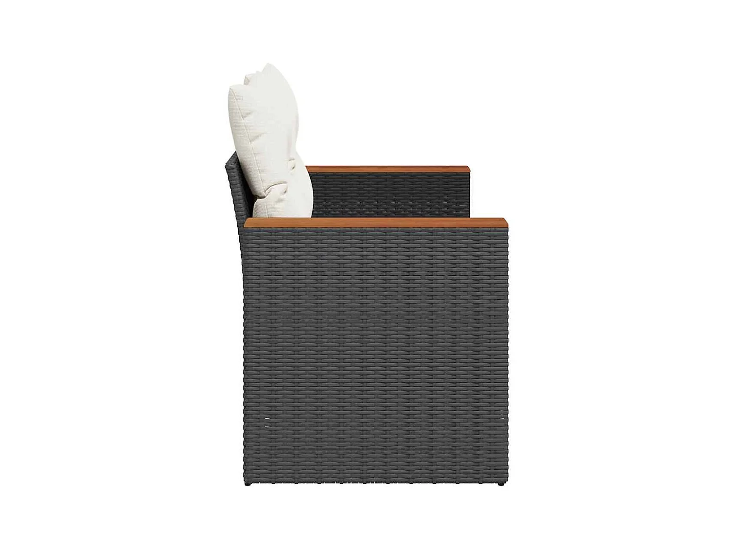 Tuinbank 2-zits met kussens poly rattan zwart