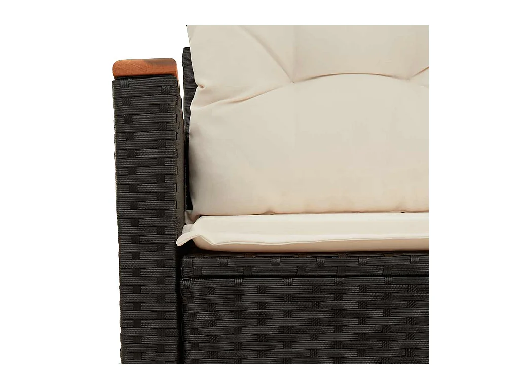 Tuinbank 2-zits met kussens poly rattan zwart