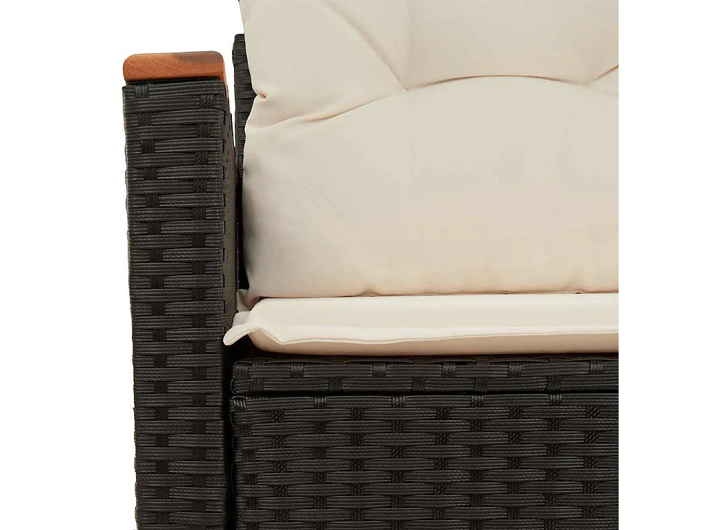 Divano da Giardino con Cuscini a 2 Posti Nero in Polyrattan