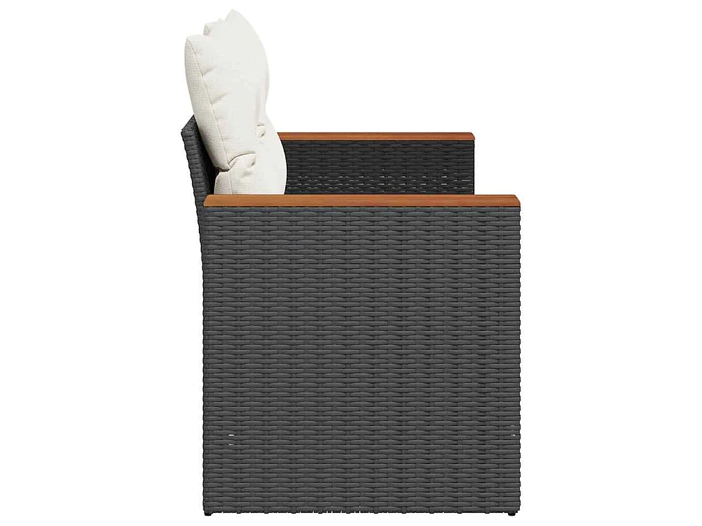 Tuinbank 2-zits met kussens poly rattan zwart