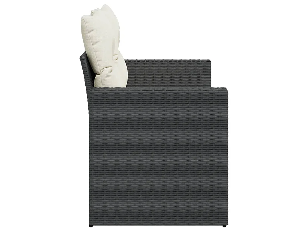 Gartensofa mit Kissen 2-Sitzer Schwarz Poly Rattan