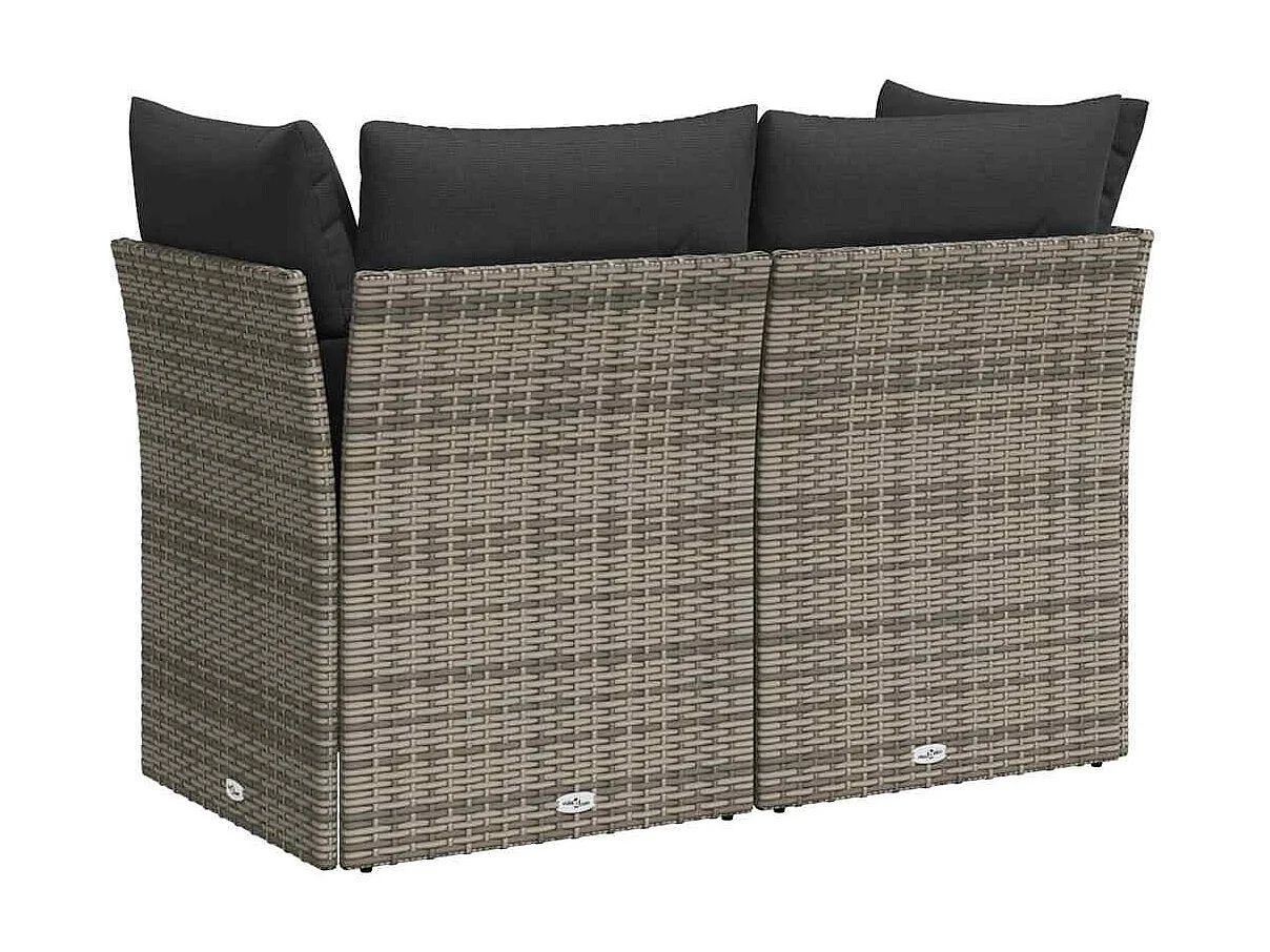 Sofá de jardín con cojines 2 plazas ratán sintético gris