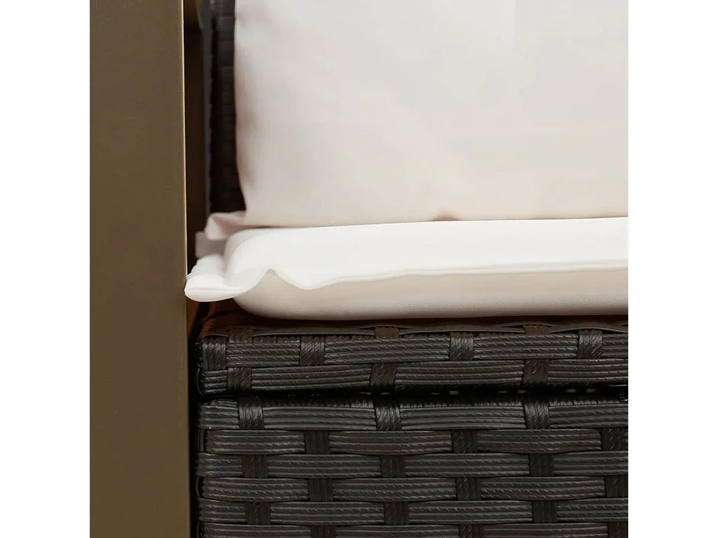 Gartensofa mit Kissen 2-Sitzer Schwarz Poly Rattan