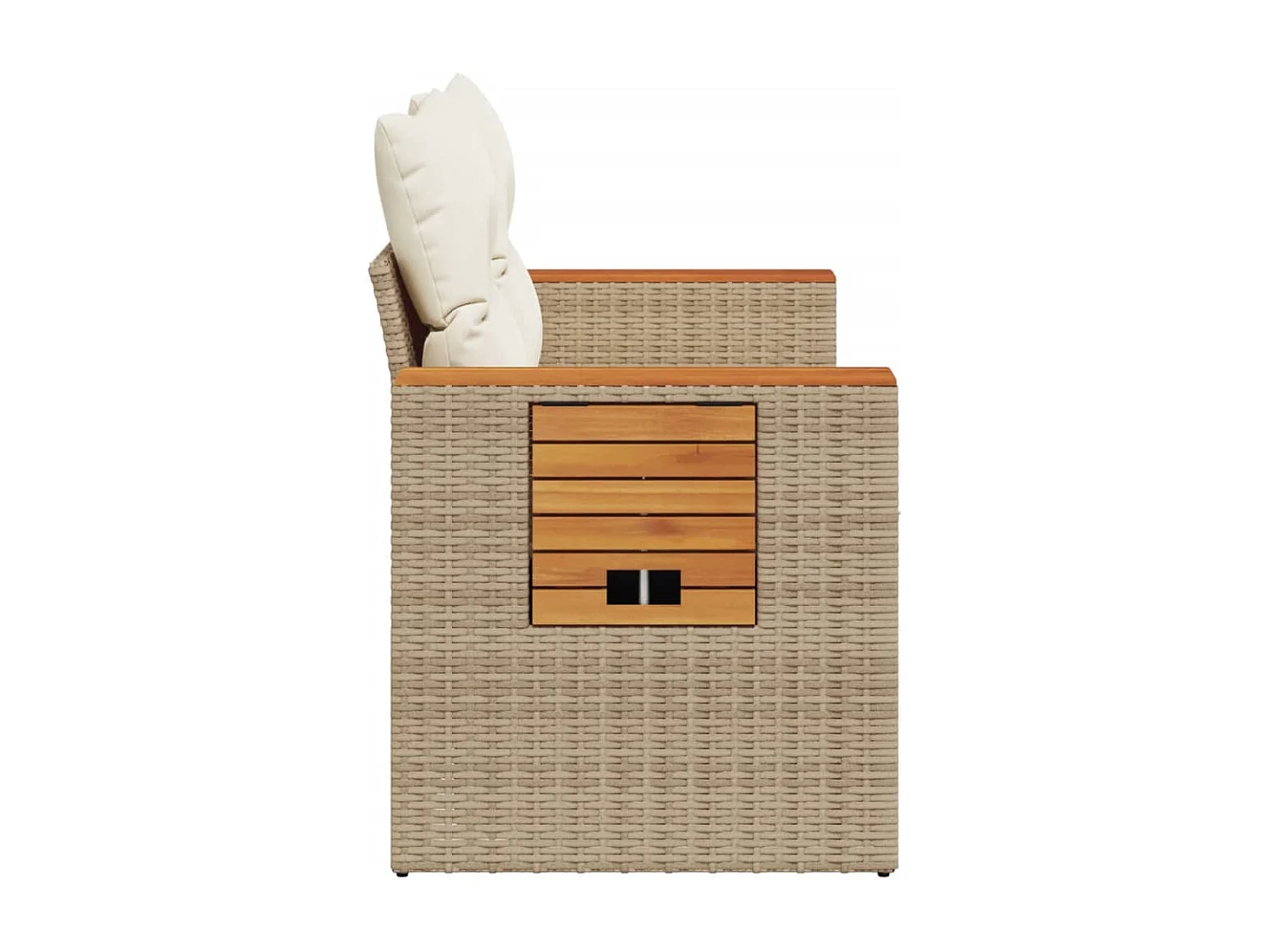 Canapé de jardin avec coussins 2 places beige résine tressée