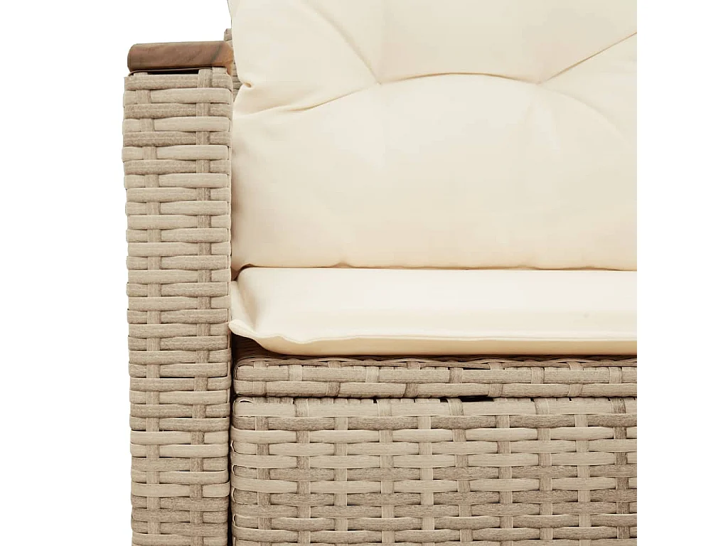Gartensofa mit Kissen 2-Sitzer Beige Poly Rattan