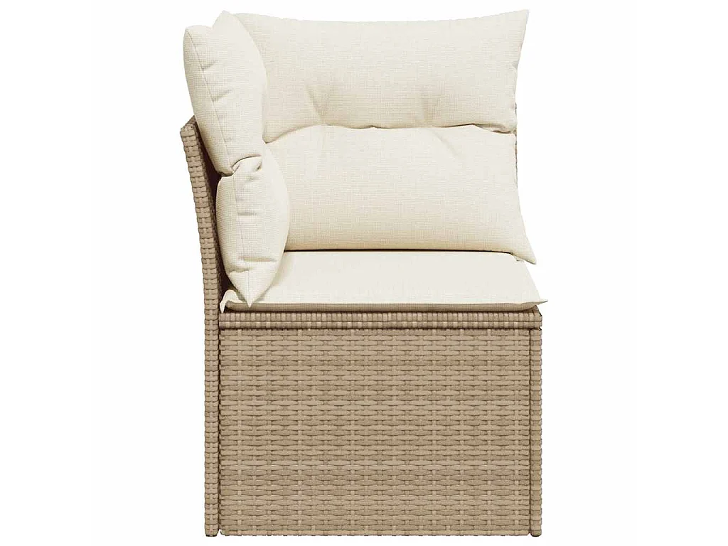 Canapé d'angle de jardin avec coussins beige résine tressée