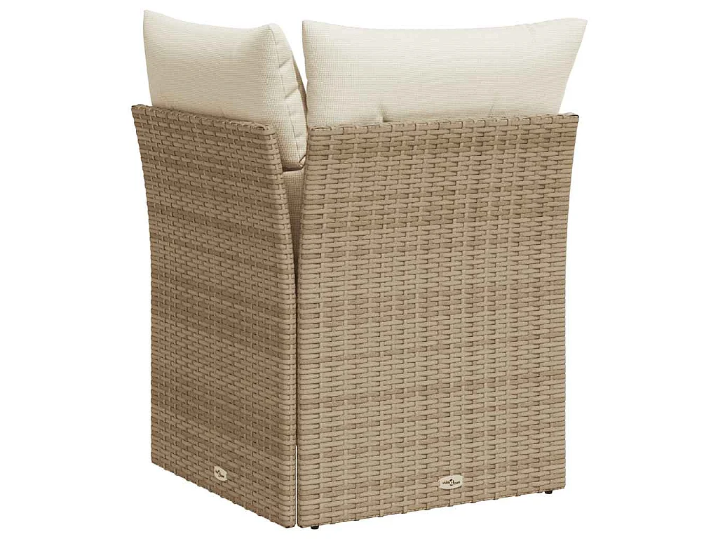 Divano Angolare da Giardino con Cuscini Beige in Polyrattan