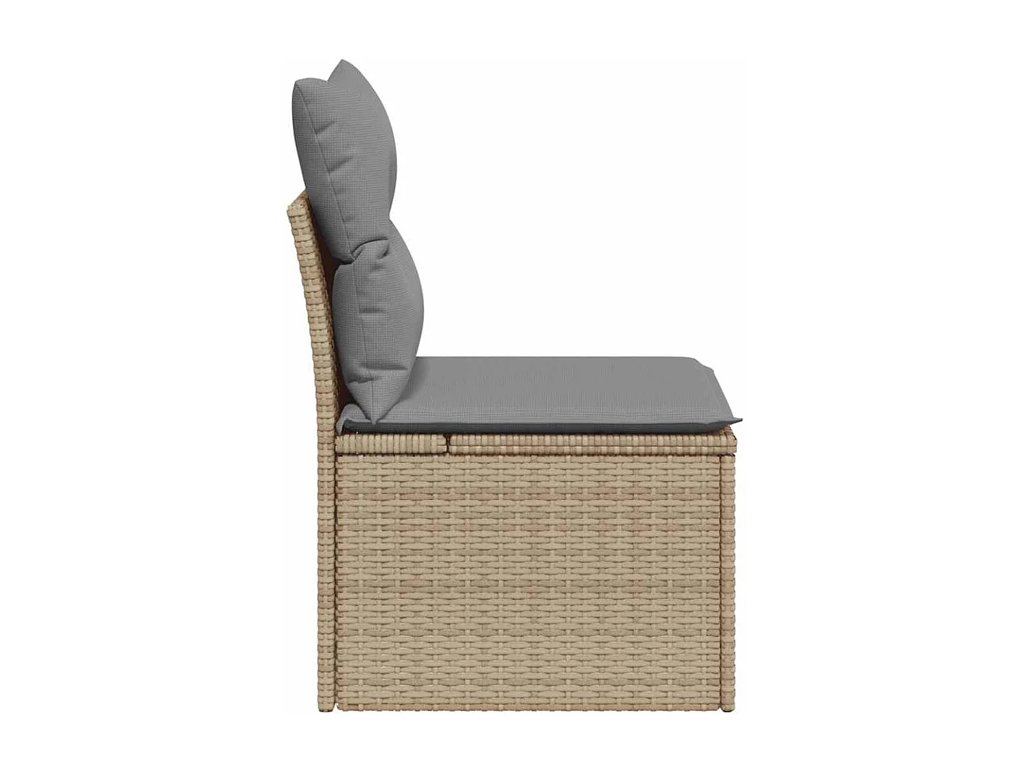 Chaise de jardin sans accoudoirs avec coussins beige poly rotin