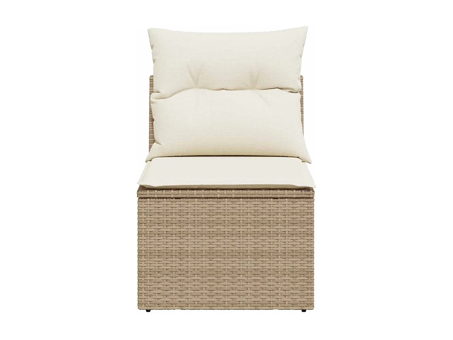 Canapé de jardin sans accoudoirs coussins beige résine tressée