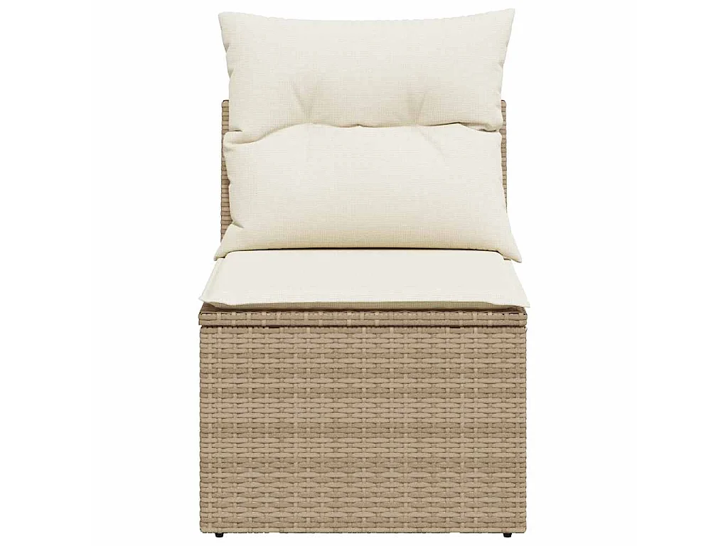 Divano Giardino Senza Braccioli con Cuscini Beige in Polyrattan