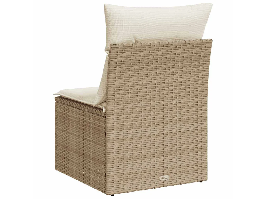 Tuinbank zonder armleuning met kussens poly rattan beige