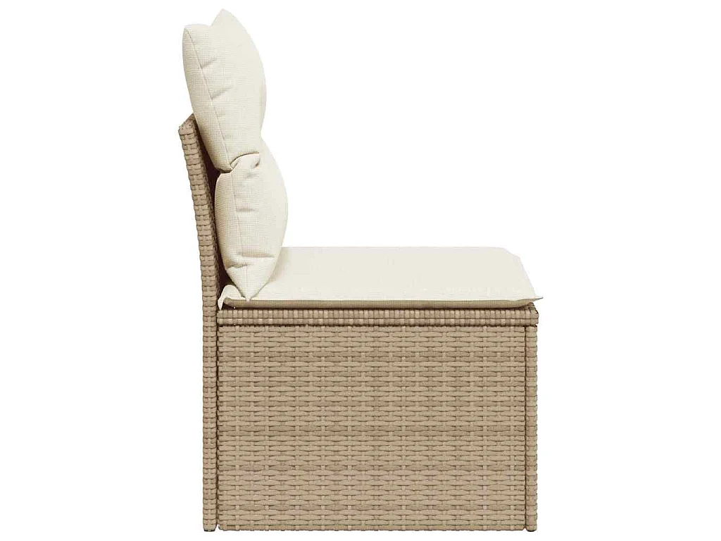 Tuinbank zonder armleuning met kussens poly rattan beige