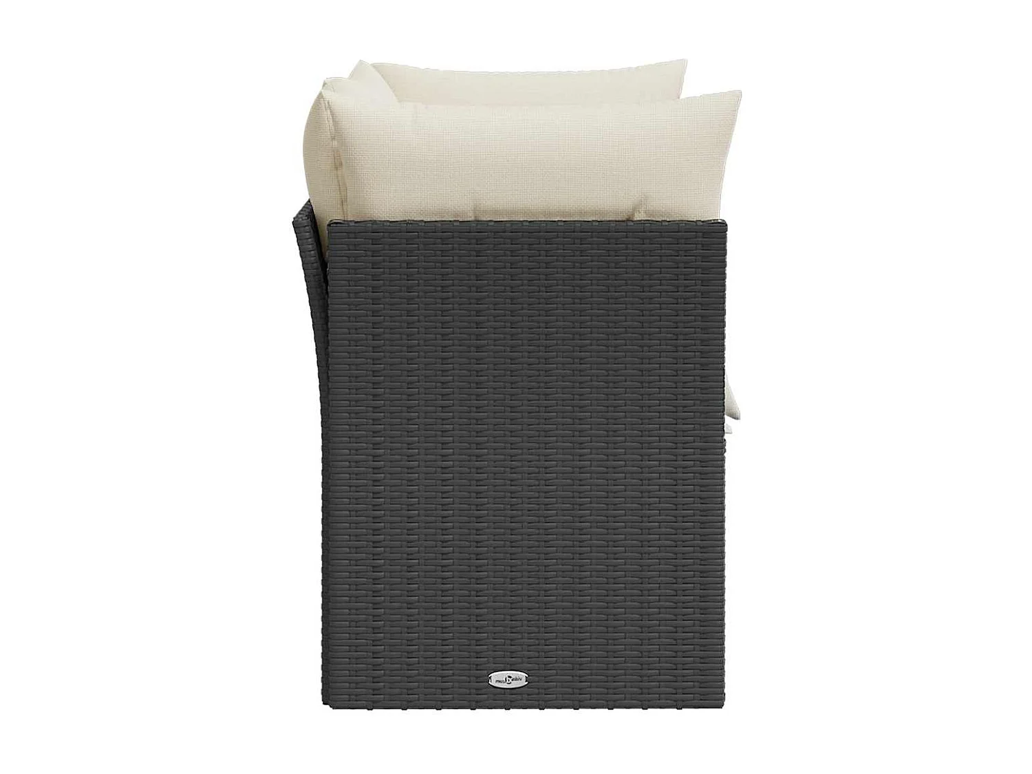 Divano da Giardino con Cuscini a 2 Posti Nero in Polyrattan