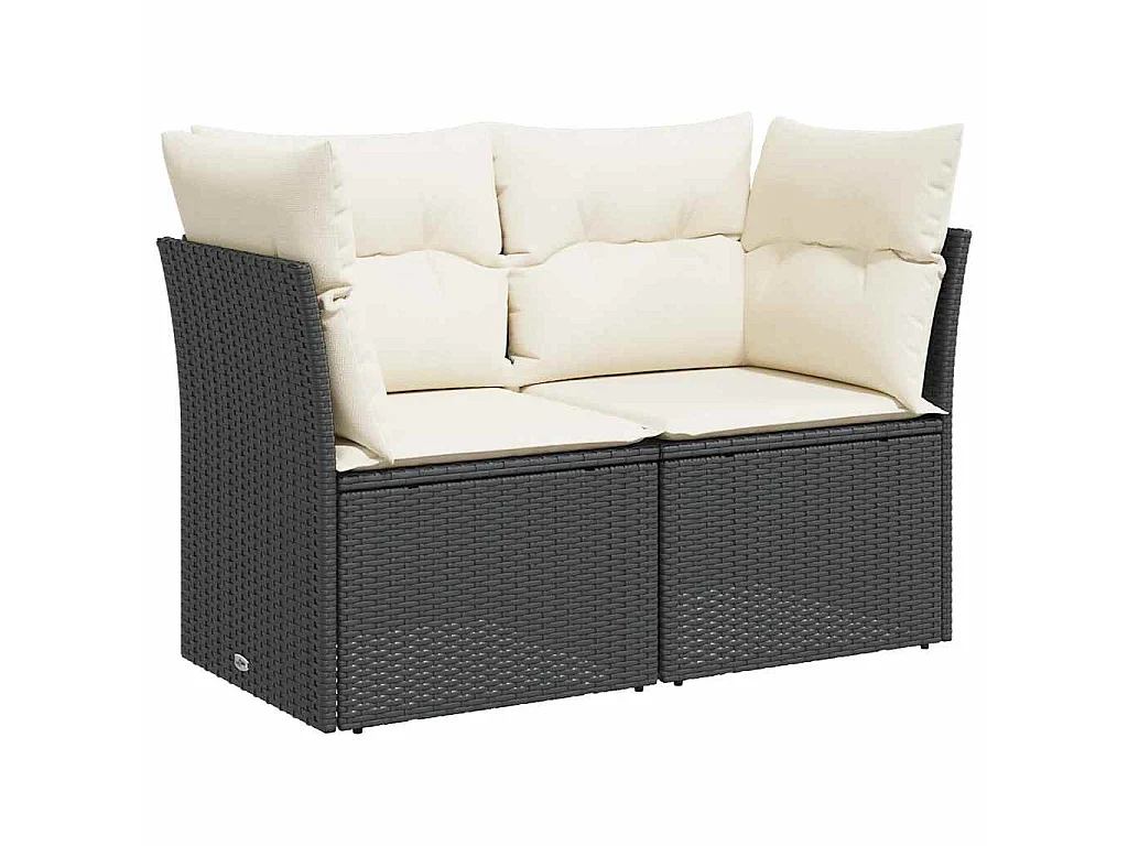 Tuinbank 2-zits met kussens poly rattan zwart
