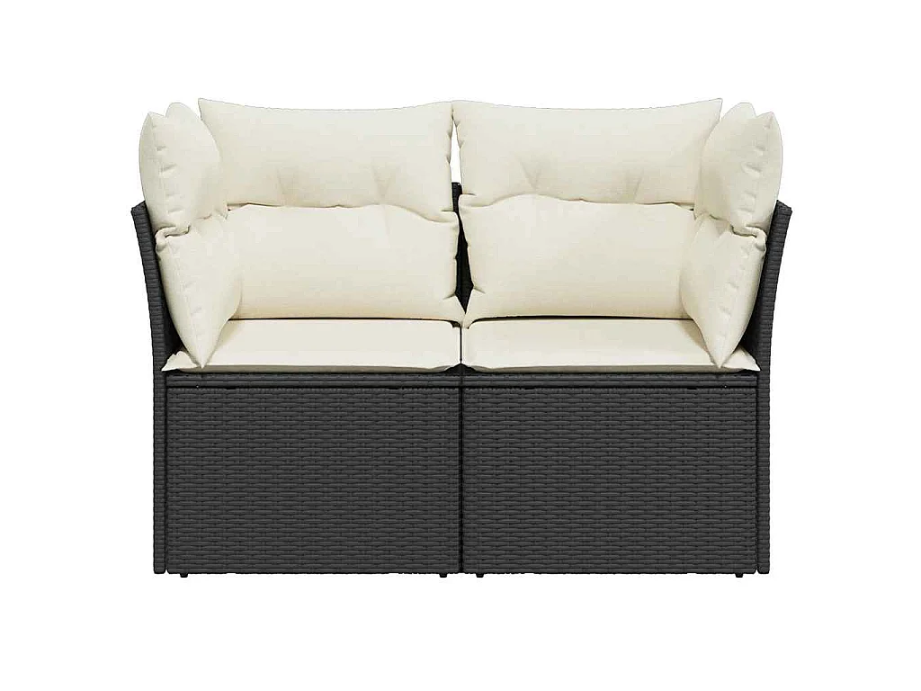 Tuinbank 2-zits met kussens poly rattan zwart