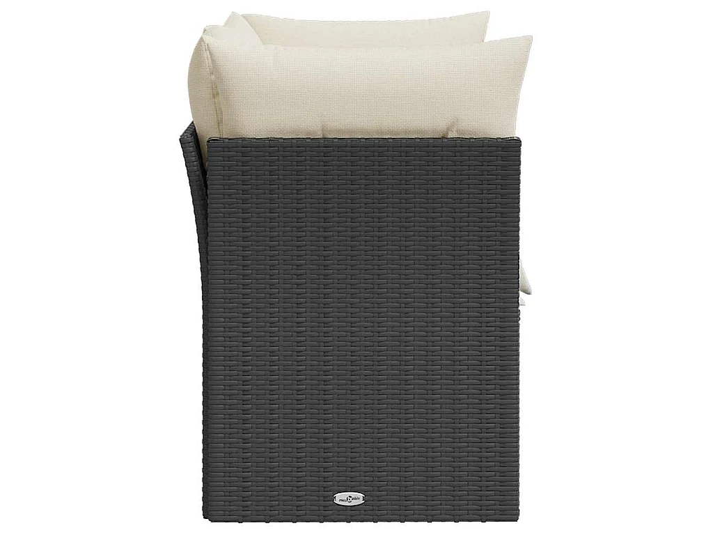 Tuinbank 2-zits met kussens poly rattan zwart