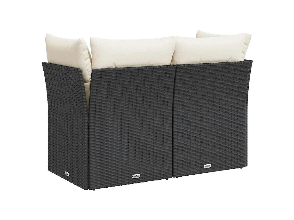 Tuinbank 2-zits met kussens poly rattan zwart
