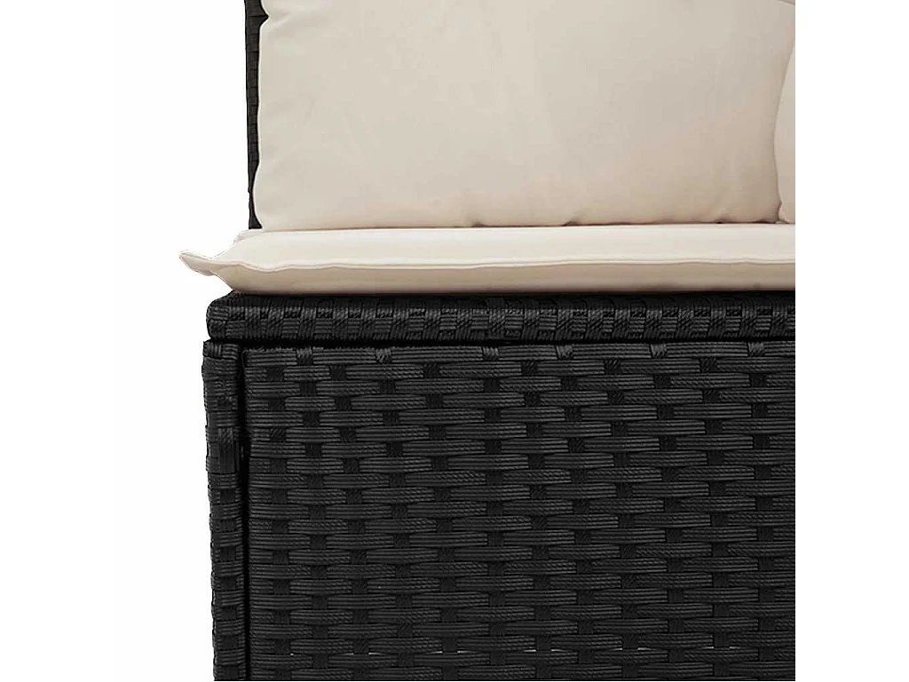 Tuinbank 2-zits met kussens poly rattan zwart