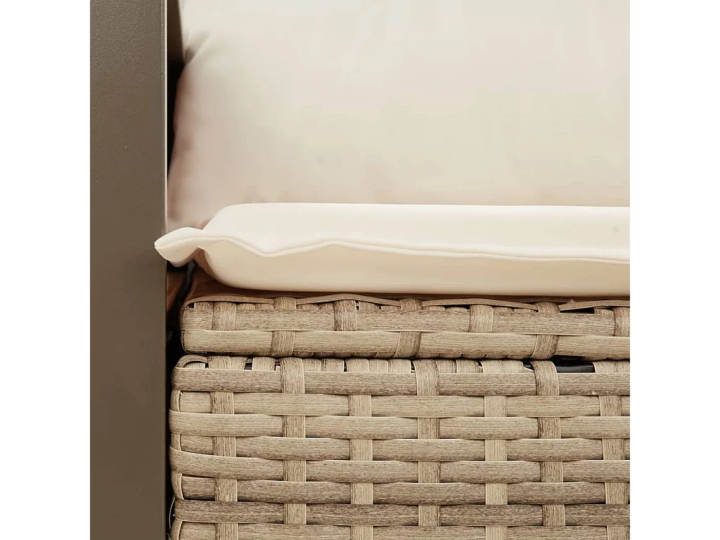 Canapé de jardin avec coussins 2 places beige résine tressée