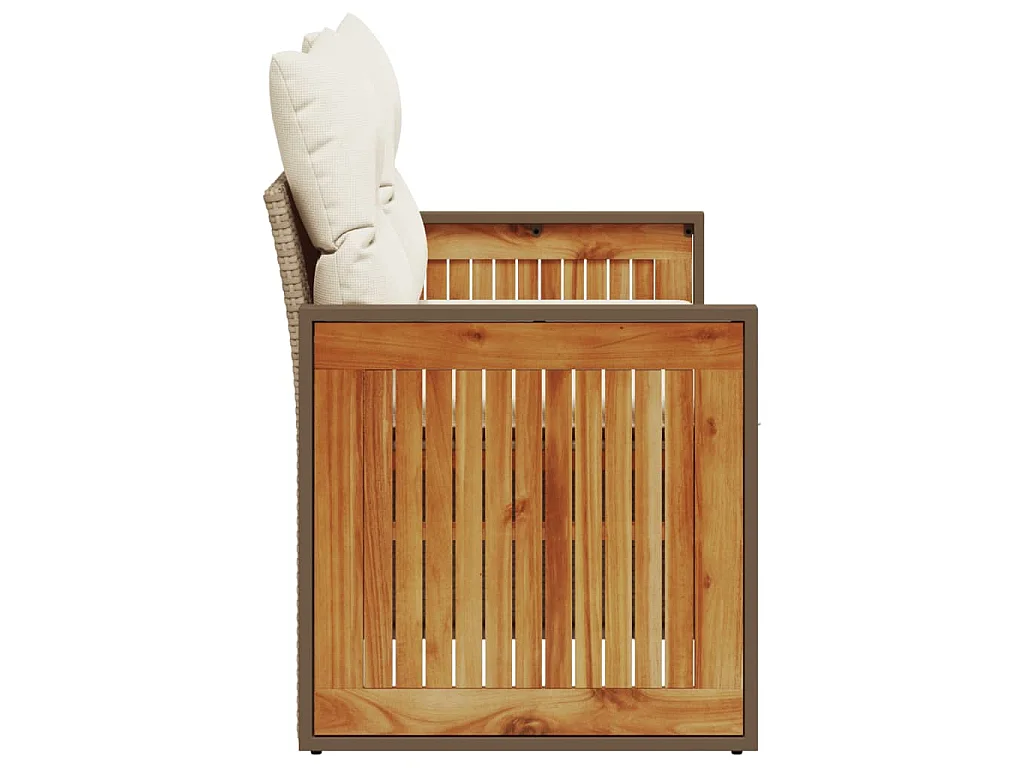 Canapé de jardin avec coussins 2 places beige résine tressée