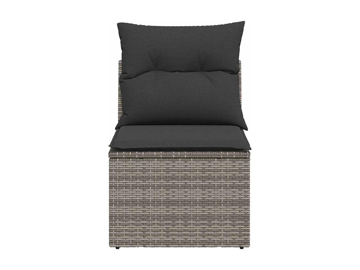 Chaise de jardin sans accoudoirs avec coussins gris poly rotin