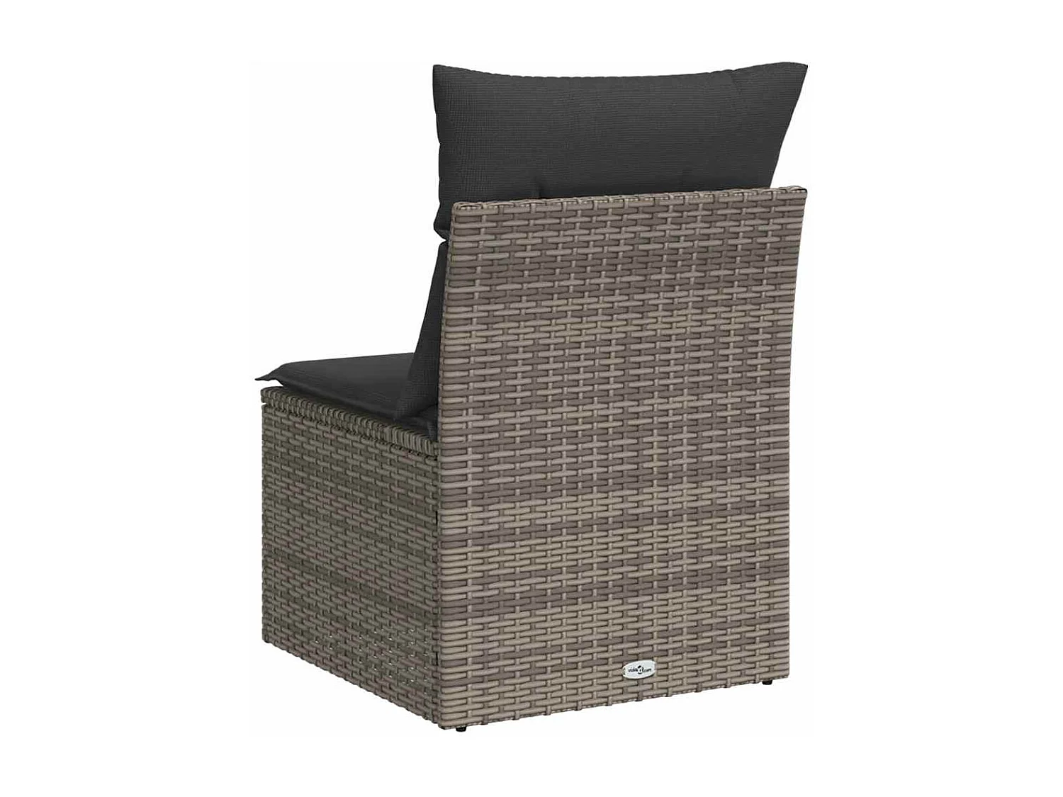 Gartensessel ohne Armlehnen mit Kissen Grau Poly Rattan