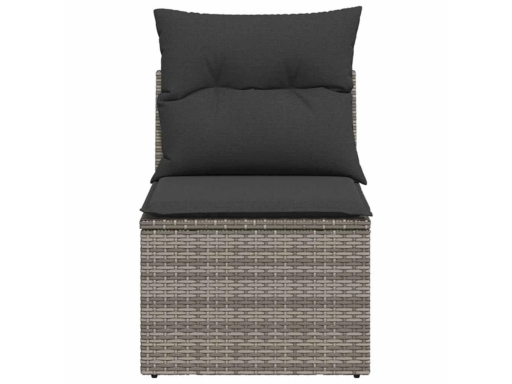 Sedia Giardino Senza Braccioli con Cuscini Grigio in Polyrattan