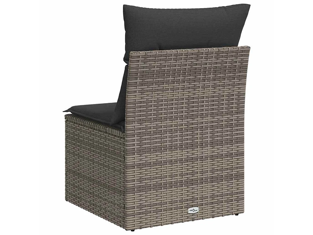Sedia Giardino Senza Braccioli con Cuscini Grigio in Polyrattan