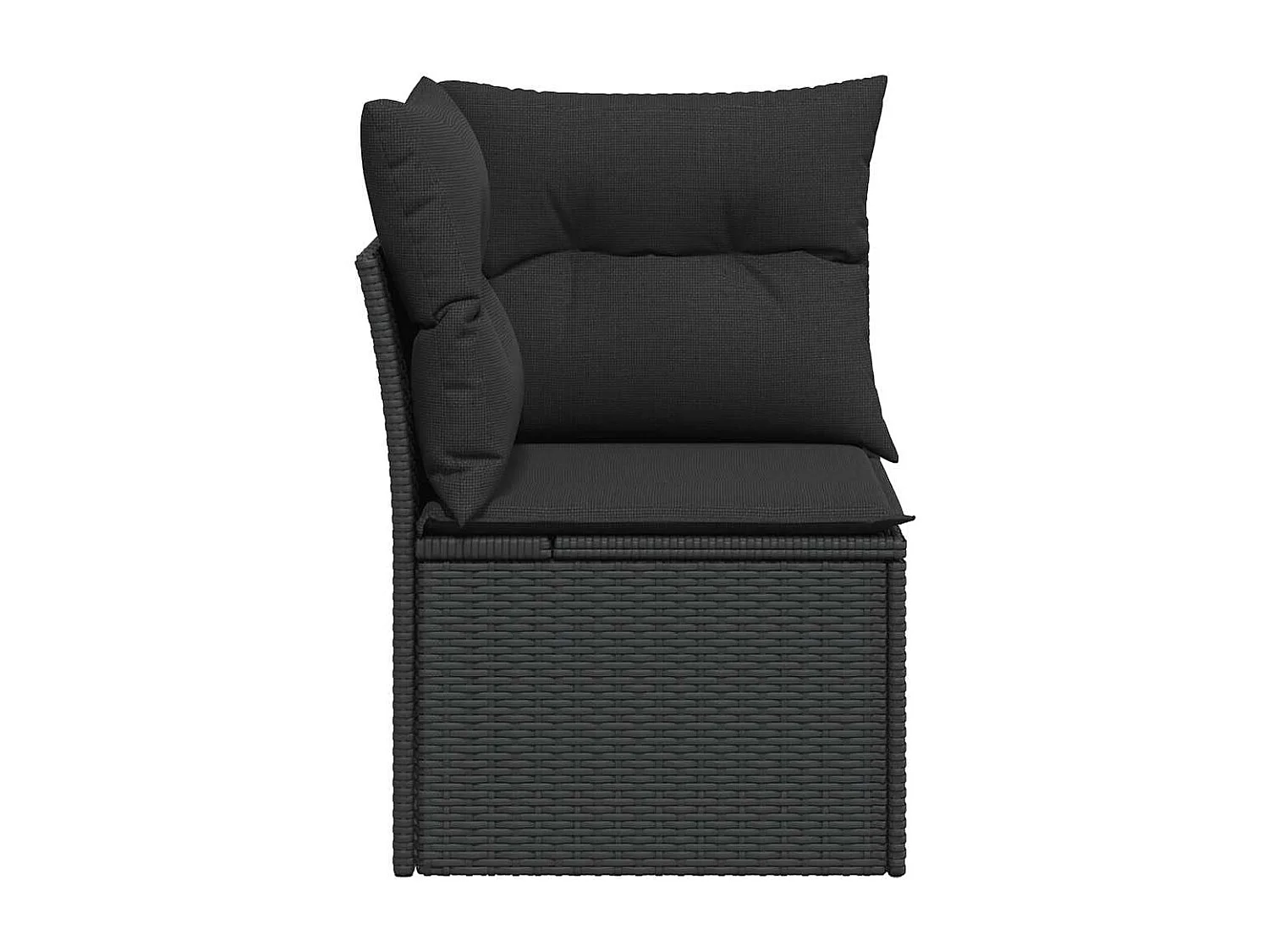 Tuinhoekbank met kussens zwart poly rattan