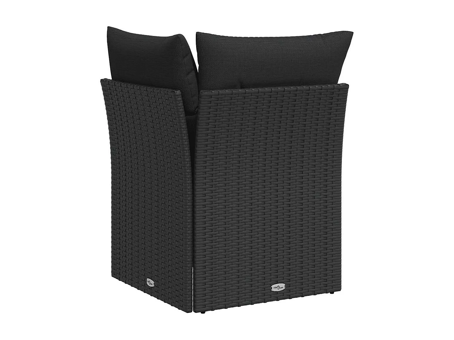 Tuinhoekbank met kussens zwart poly rattan