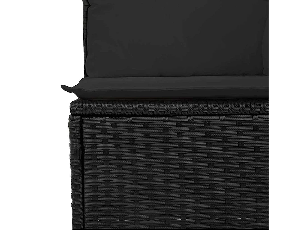 Tuinhoekbank met kussens zwart poly rattan