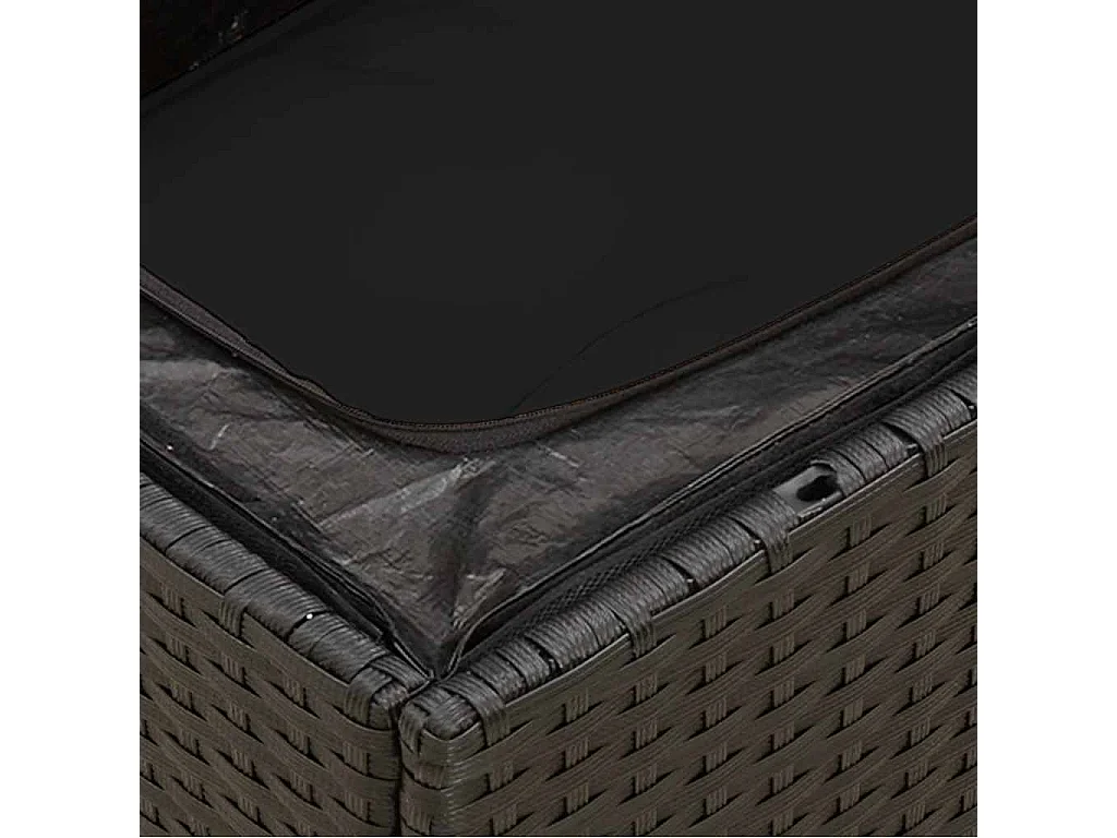 Divano da giardino angolare con cuscini nero in polyrattan