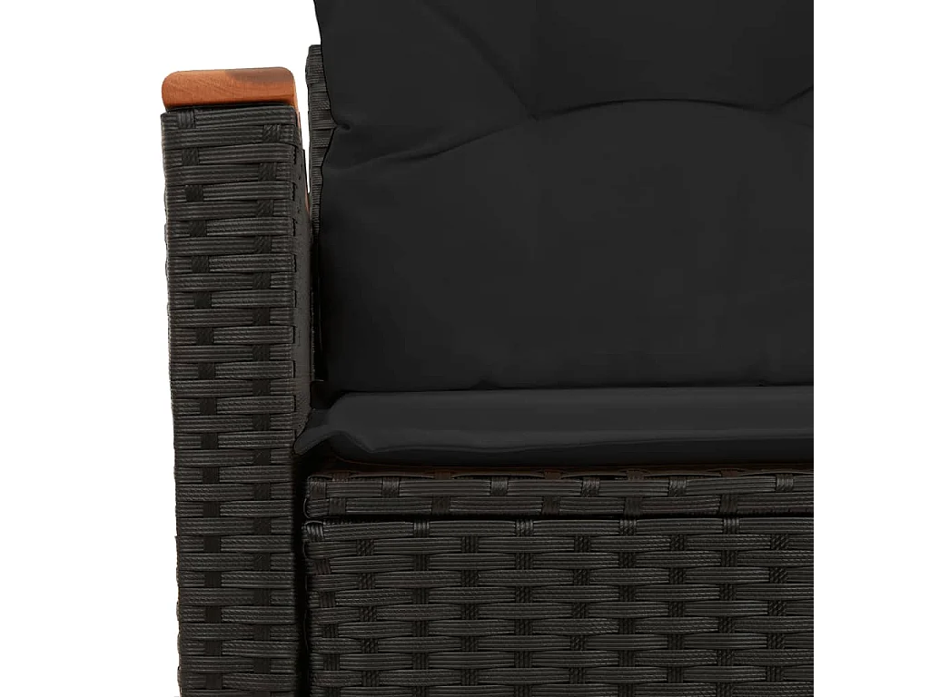 Tuinbank 2-zits met kussens poly rattan zwart