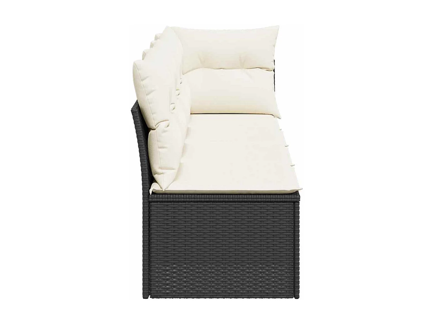 Tuinbank 4-zits met kussens poly rattan zwart