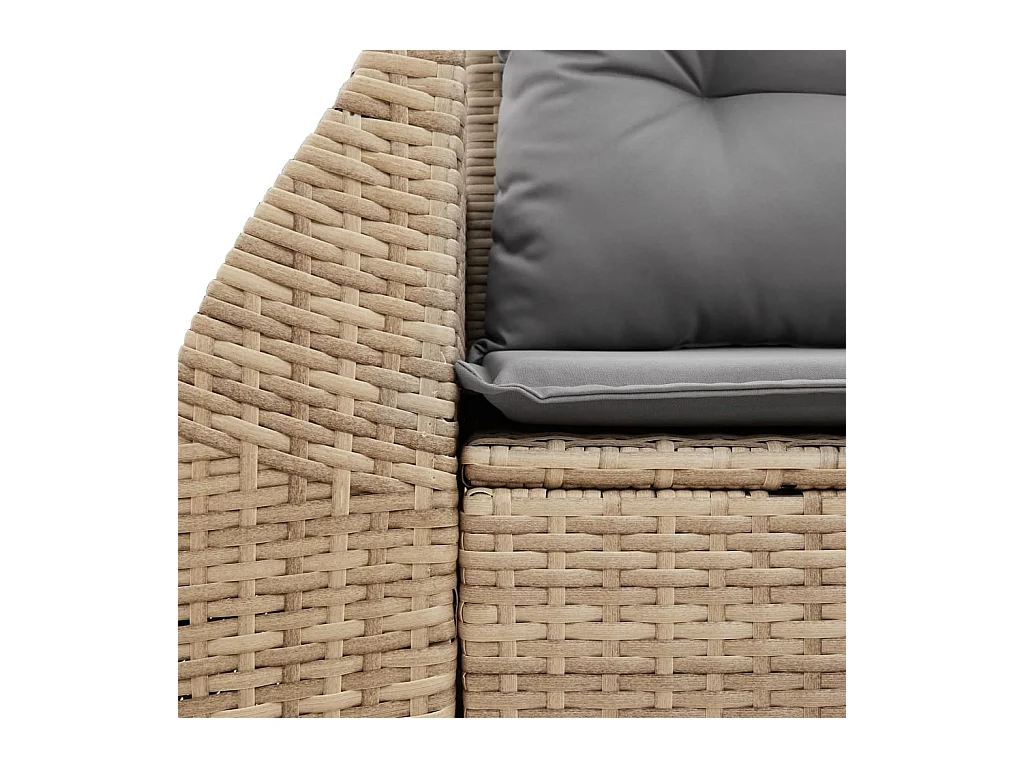 Tuinbank 2-zits met kussens poly rattan beige