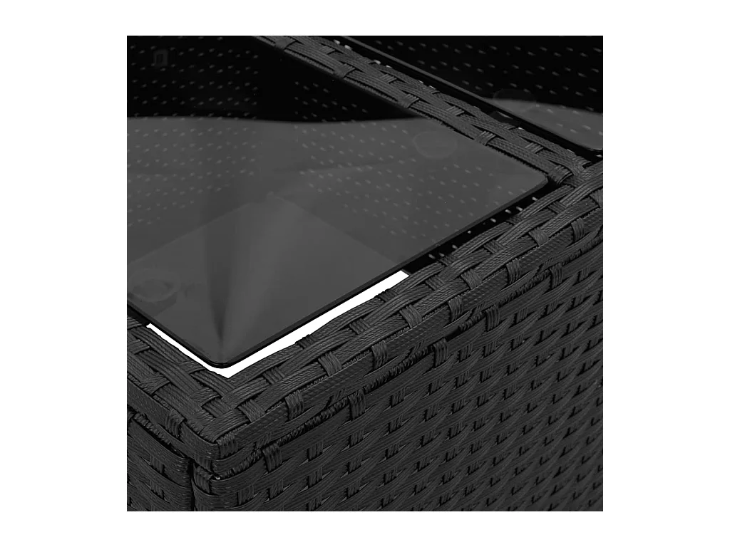 Table de jardin avec plateau en verre noir 55 x 55 x 37 cm en résine tressée