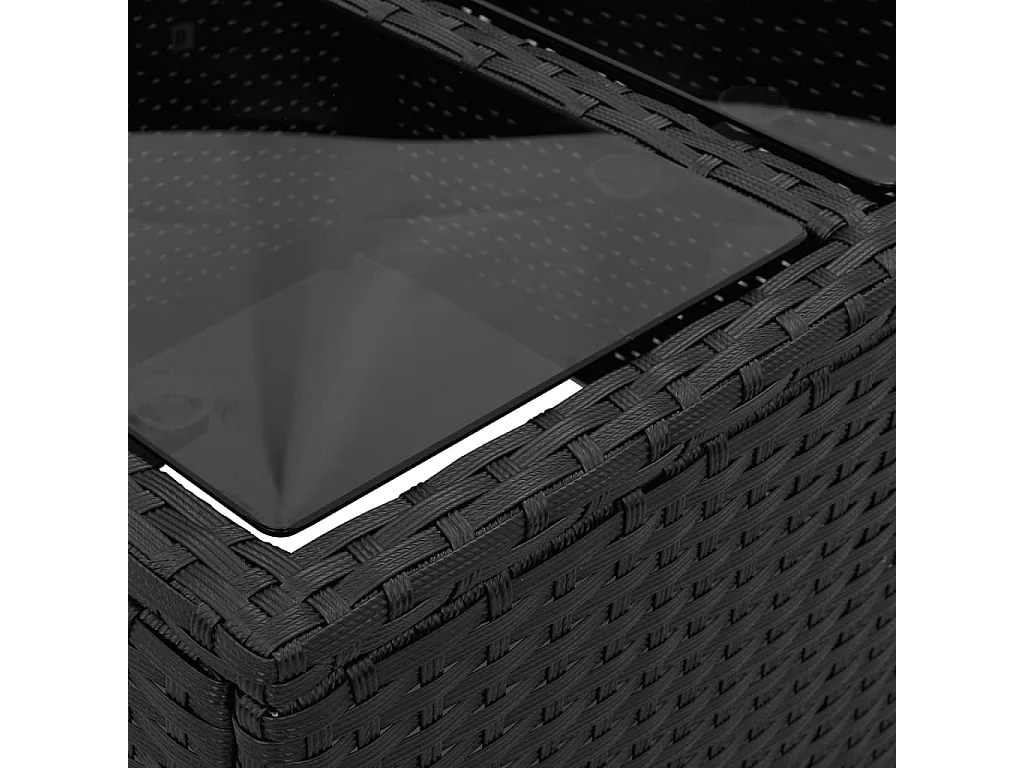 Table de jardin avec plateau en verre noir 55 x 55 x 37 cm en résine tressée