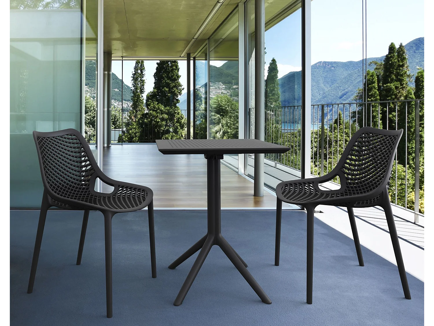 Table d'appoint de jardin - carré - Plastique - 60 x 60 cm - Noir - Sky