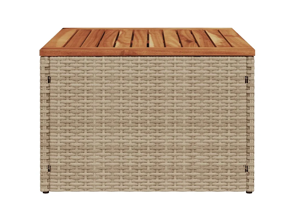 Table de jardin beige 55x55x37 cm résine tressée et bois acacia