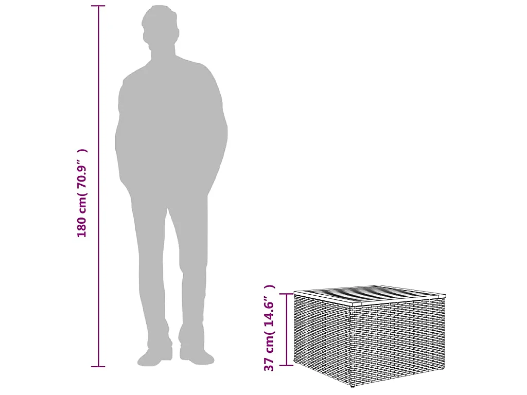 Table de jardin beige 55x55x37 cm résine tressée et bois acacia