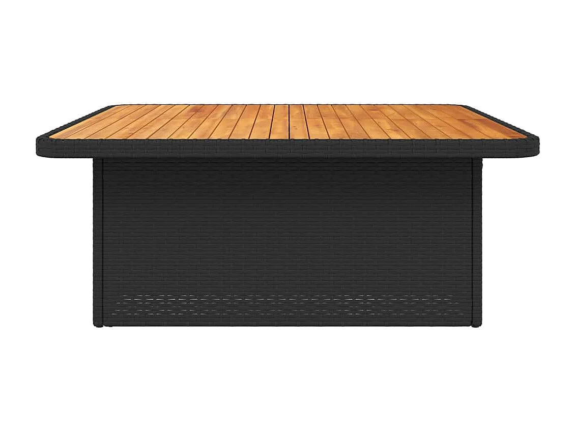 Stół ogrodowy czarny 110x110x71cm z plecionki i drewna akacjowego - Wielofunkcyjny i solidny do spędzania czasu na zewnątrz