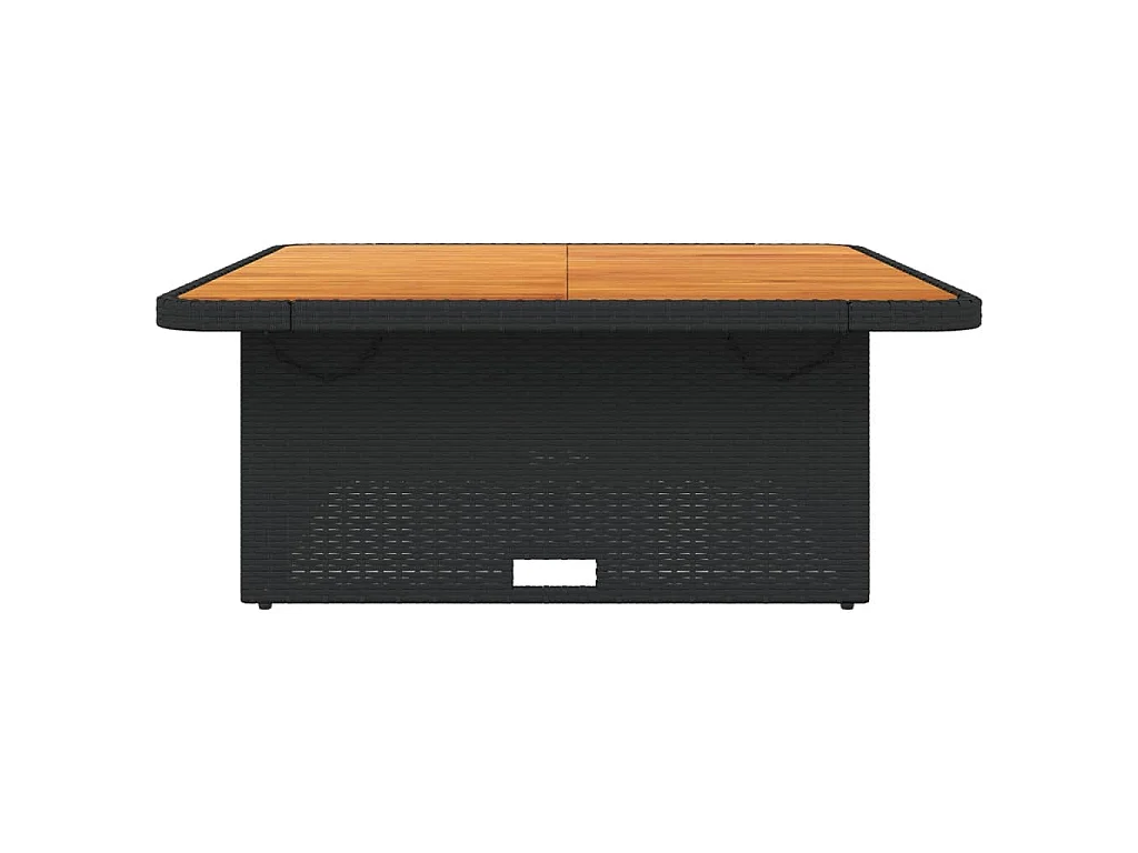 Table de jardin noir 110x110x71cm résine tressée et bois acacia