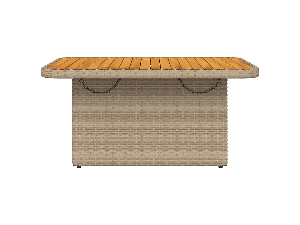 Table de jardin beige 90x55x71 cm résine tressée et bois acacia