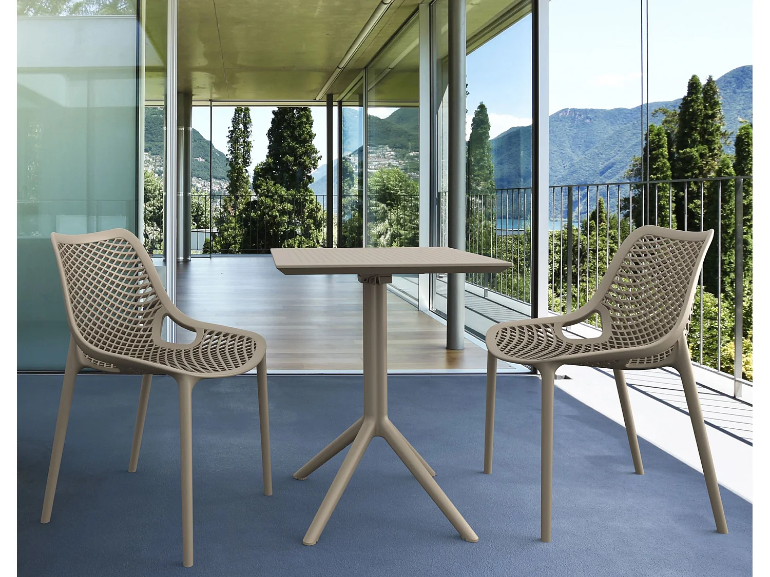 Table d'appoint de jardin - carré - Plastique - 60 x 60 cm - Taupe - Sky