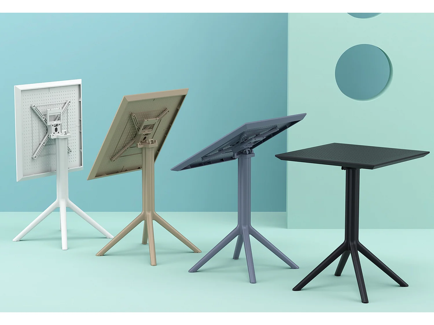 Table d'appoint de jardin - carré - Plastique - 60 x 60 cm - Taupe - Sky