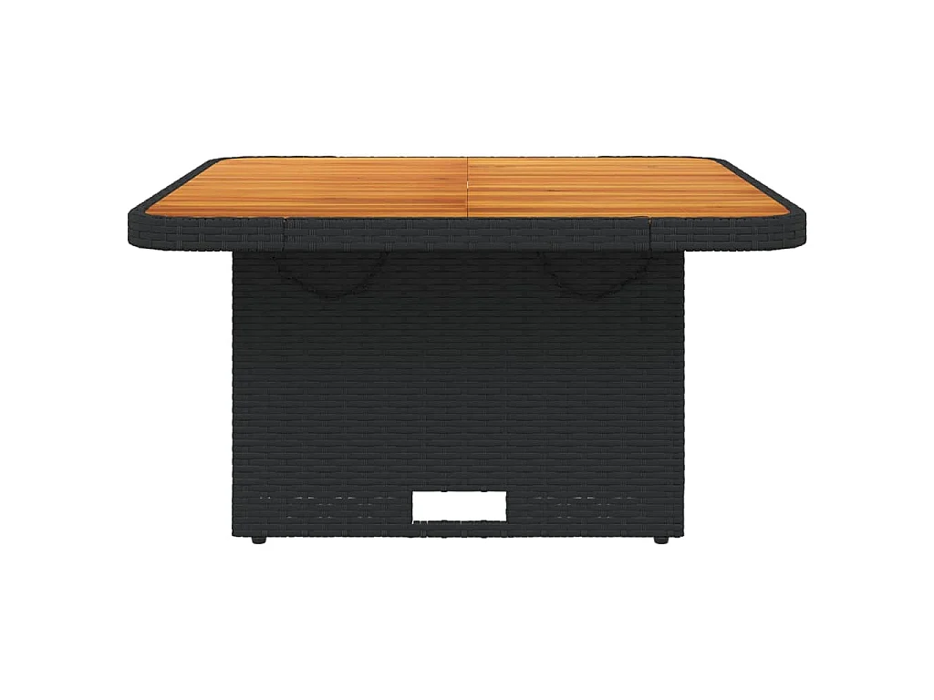 Table de jardin noir 80x80x71 cm résine tressée et bois acacia