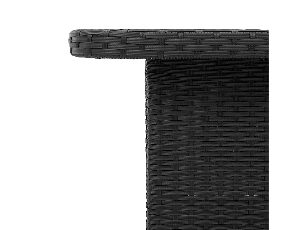 Table de jardin noir 80x80x71 cm résine tressée et bois acacia