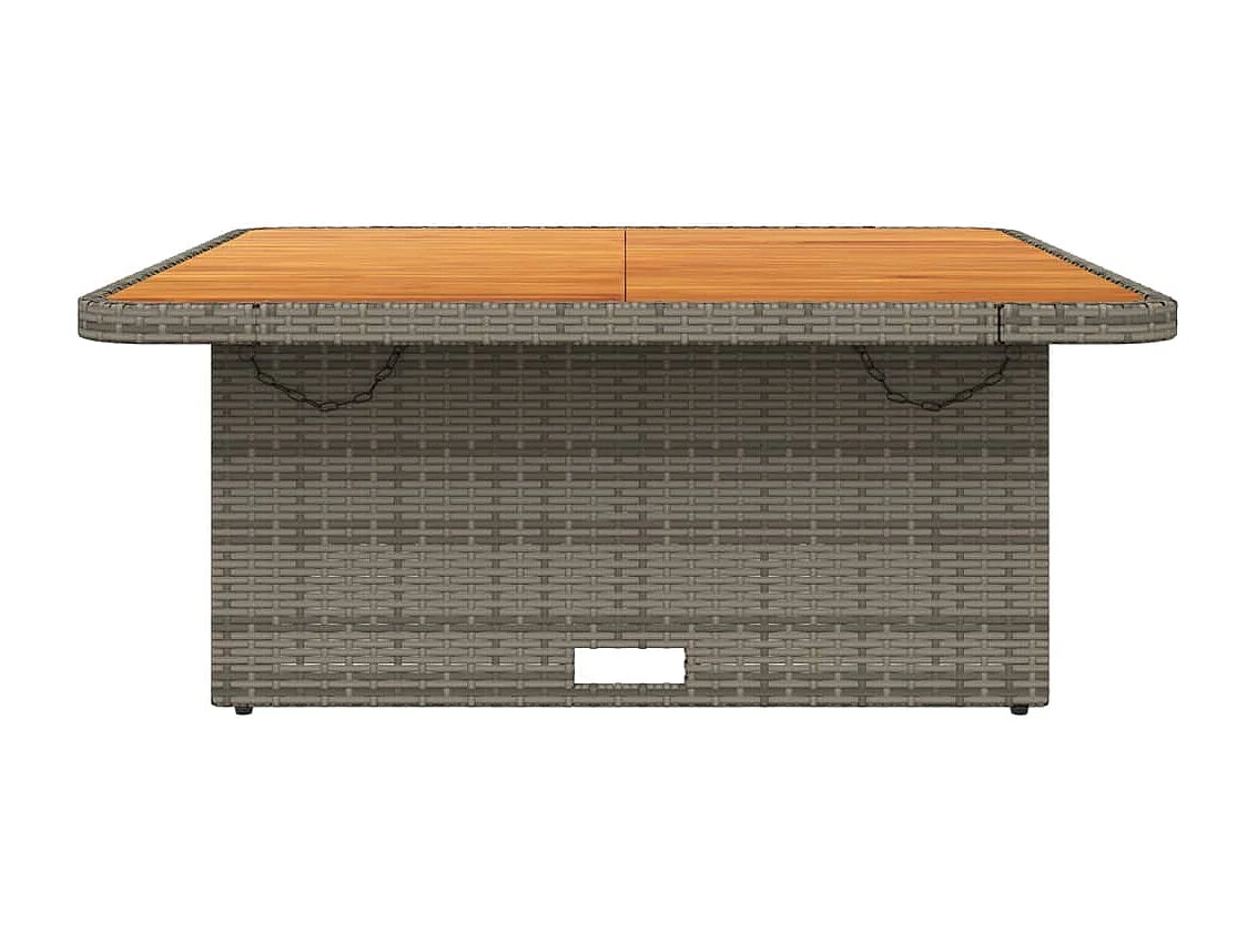 Mesa de jardín ratán PE y madera acacia gris 110x110x71 cm