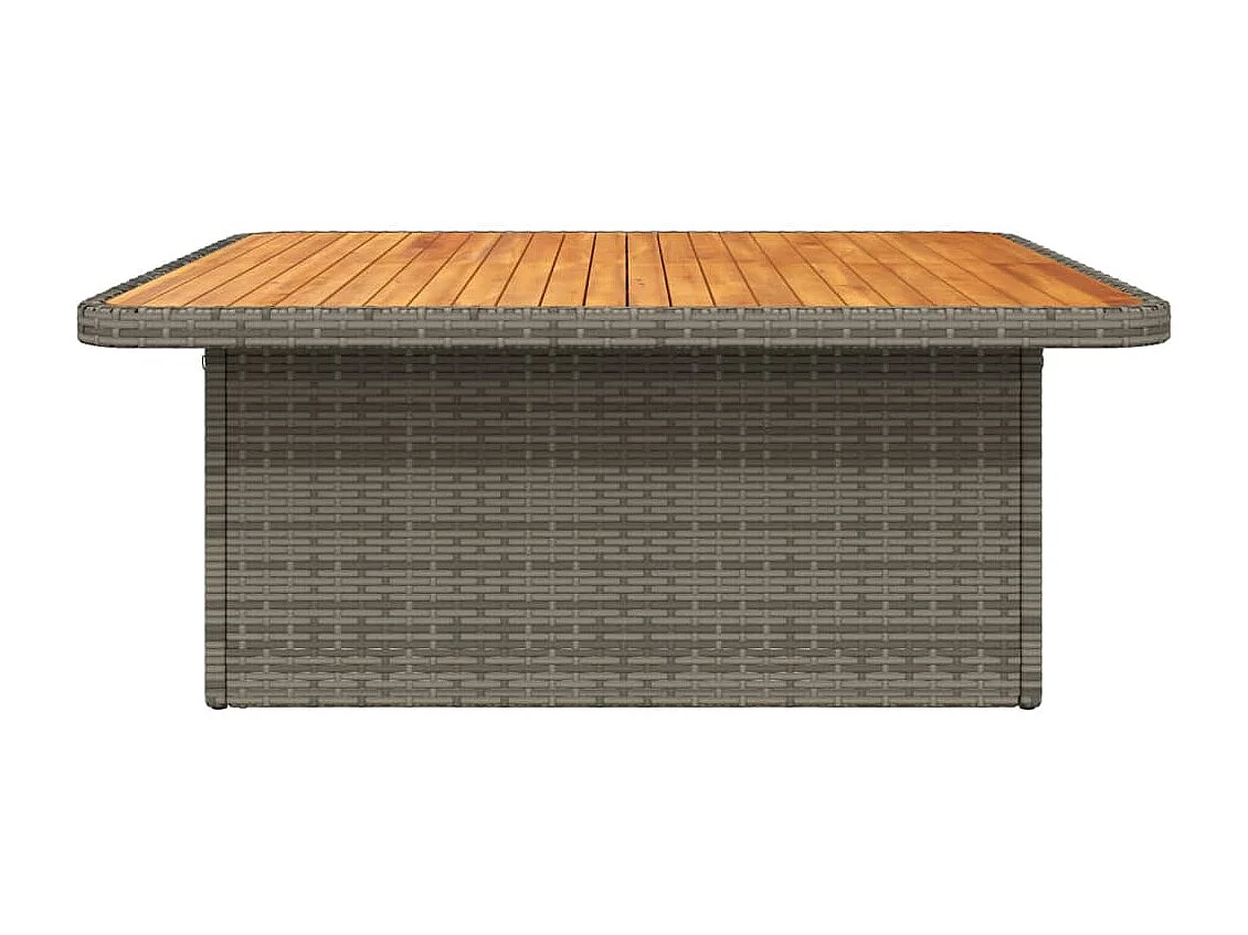 Mesa de jardín ratán PE y madera acacia gris 110x110x71 cm