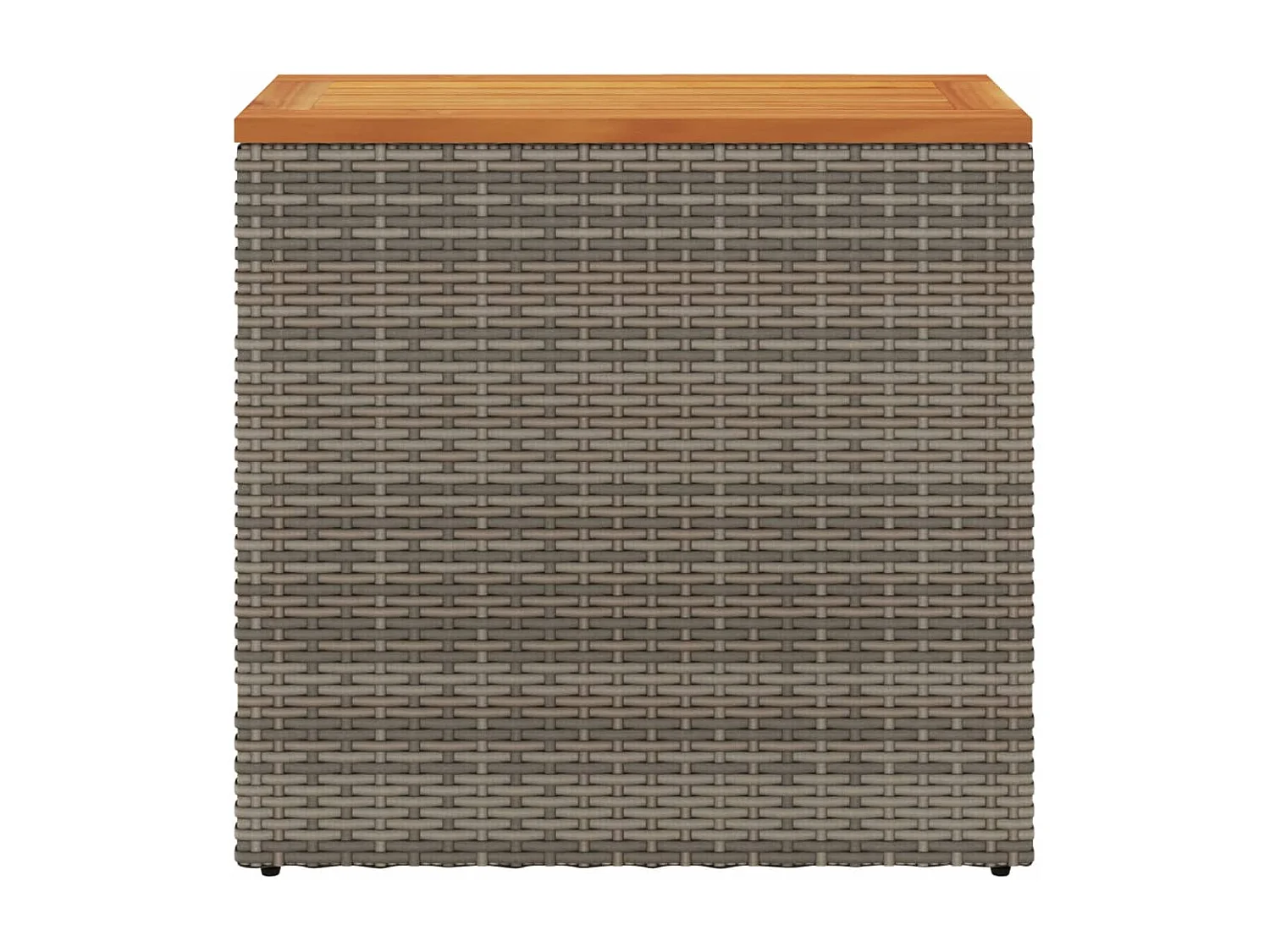 Garten-Beistelltisch mit Holzplatte Grau 58x27,5x55 cm Rattan